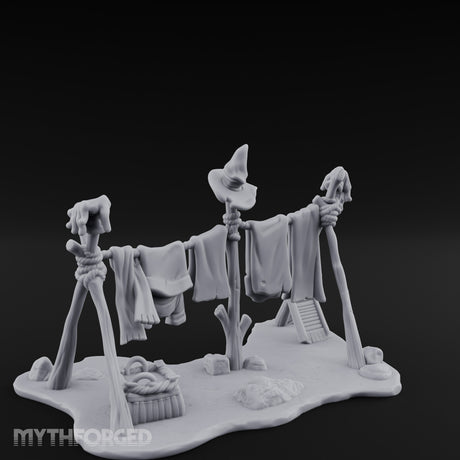 Witch-Hat Rope-Strung Village Washing Line Miniature for Dungeons and Dragons, Pathfinder or other TTRPGs