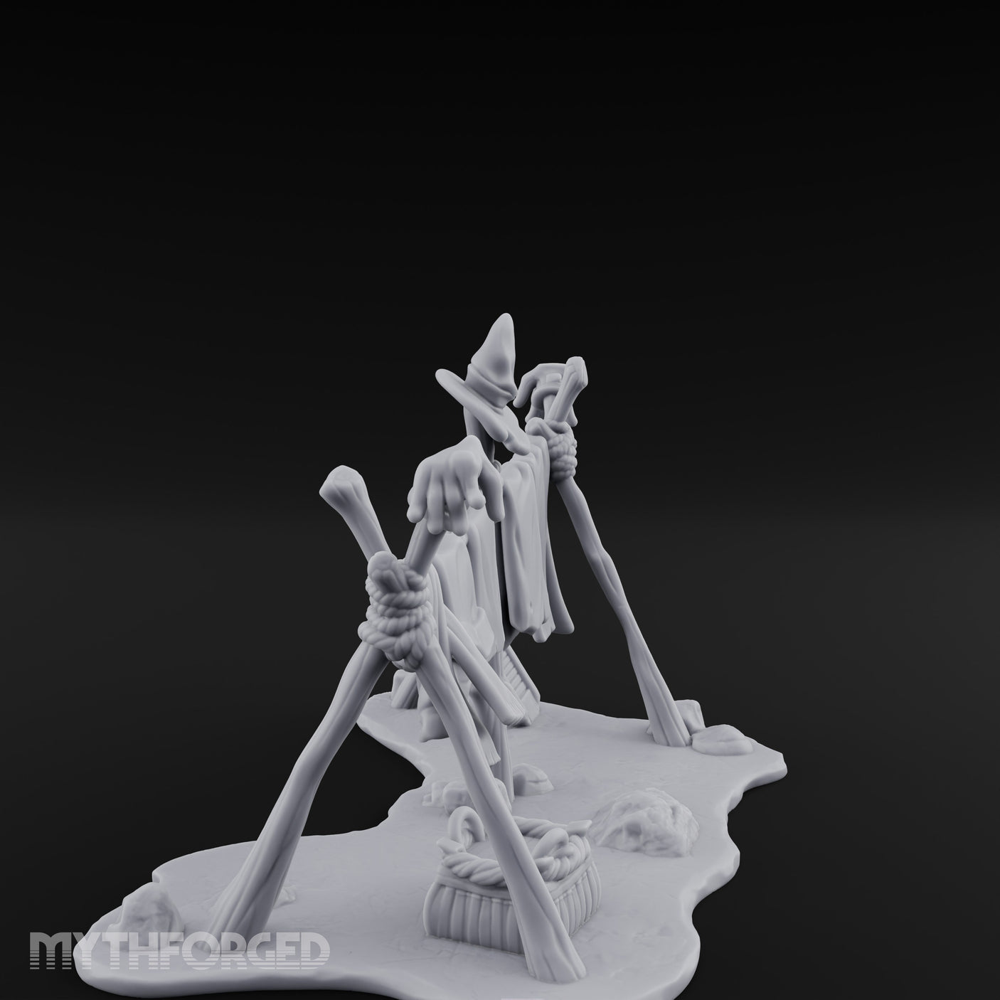 Witch-Hat Rope-Strung Village Washing Line Miniature for Dungeons and Dragons, Pathfinder or other TTRPGs