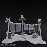 Witch-Hat Rope-Strung Village Washing Line Miniature for Dungeons and Dragons, Pathfinder or other TTRPGs