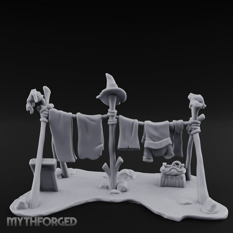 Witch-Hat Rope-Strung Village Washing Line Miniature for Dungeons and Dragons, Pathfinder or other TTRPGs