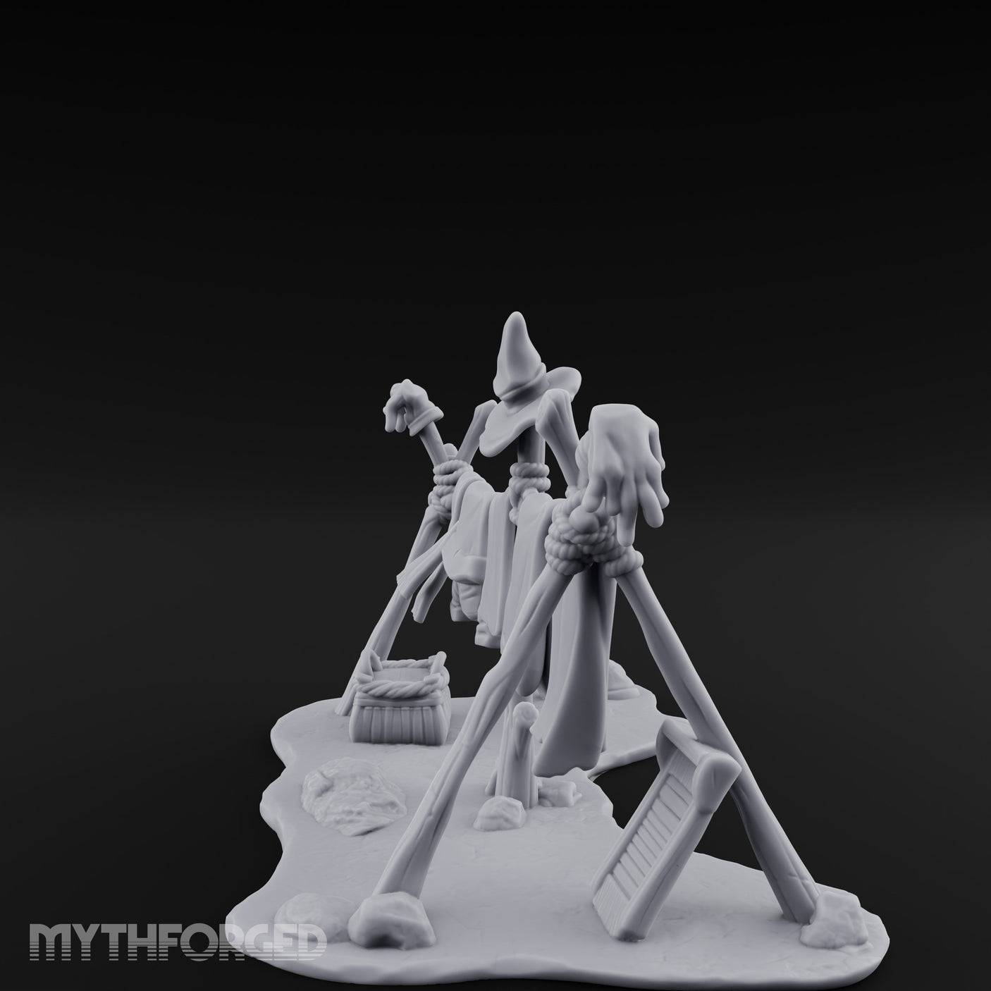 Witch-Hat Rope-Strung Village Washing Line Miniature for Dungeons and Dragons, Pathfinder or other TTRPGs