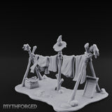 Witch-Hat Rope-Strung Village Washing Line Miniature for Dungeons and Dragons, Pathfinder or other TTRPGs