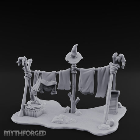 Witch-Hat Rope-Strung Village Washing Line Miniature for Dungeons and Dragons, Pathfinder or other TTRPGs