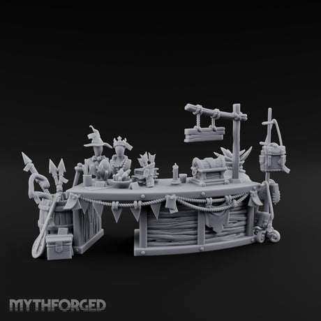 Witch-Hat Scale-Hung Trinket Trader's Market Counter Scene Miniature for Dungeons and Dragons, Pathfinder or other TTRPGs