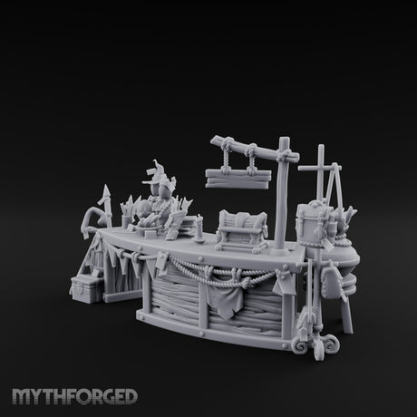 Witch-Hat Scale-Hung Trinket Trader's Market Counter Scene Miniature for Dungeons and Dragons, Pathfinder or other TTRPGs