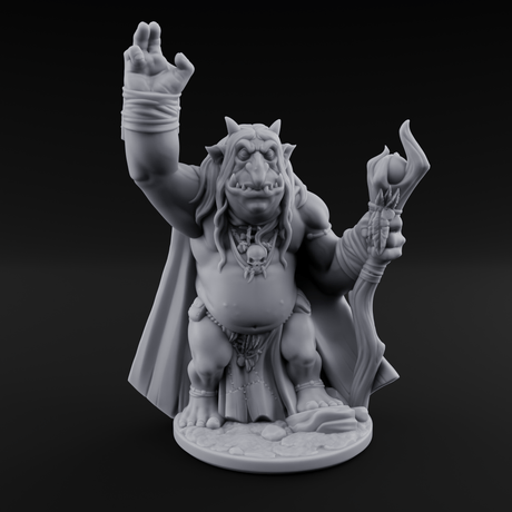 Fists Raised Triumphant Troll Witch Miniature for Dungeons and Dragons, Pathfinder or other TTRPGs