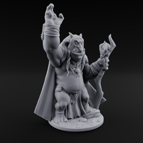 Fists Raised Triumphant Troll Witch Miniature for Dungeons and Dragons, Pathfinder or other TTRPGs
