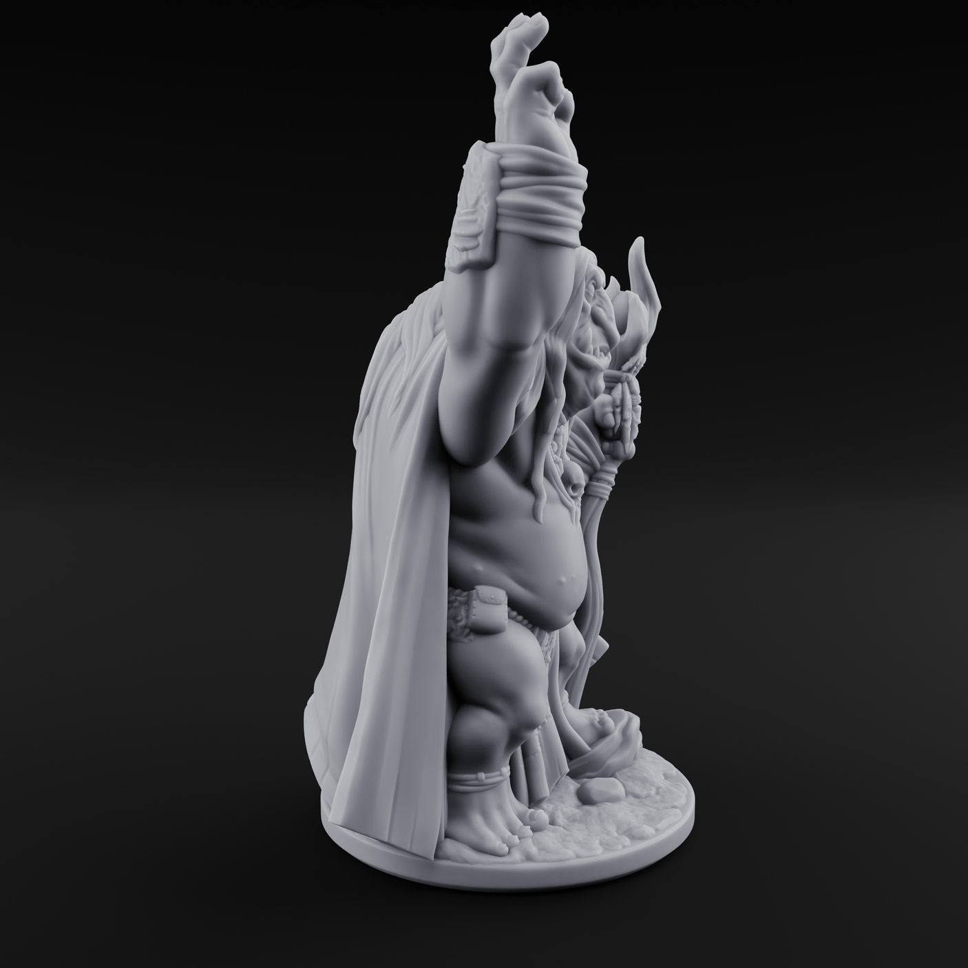 Fists Raised Triumphant Troll Witch Miniature for Dungeons and Dragons, Pathfinder or other TTRPGs