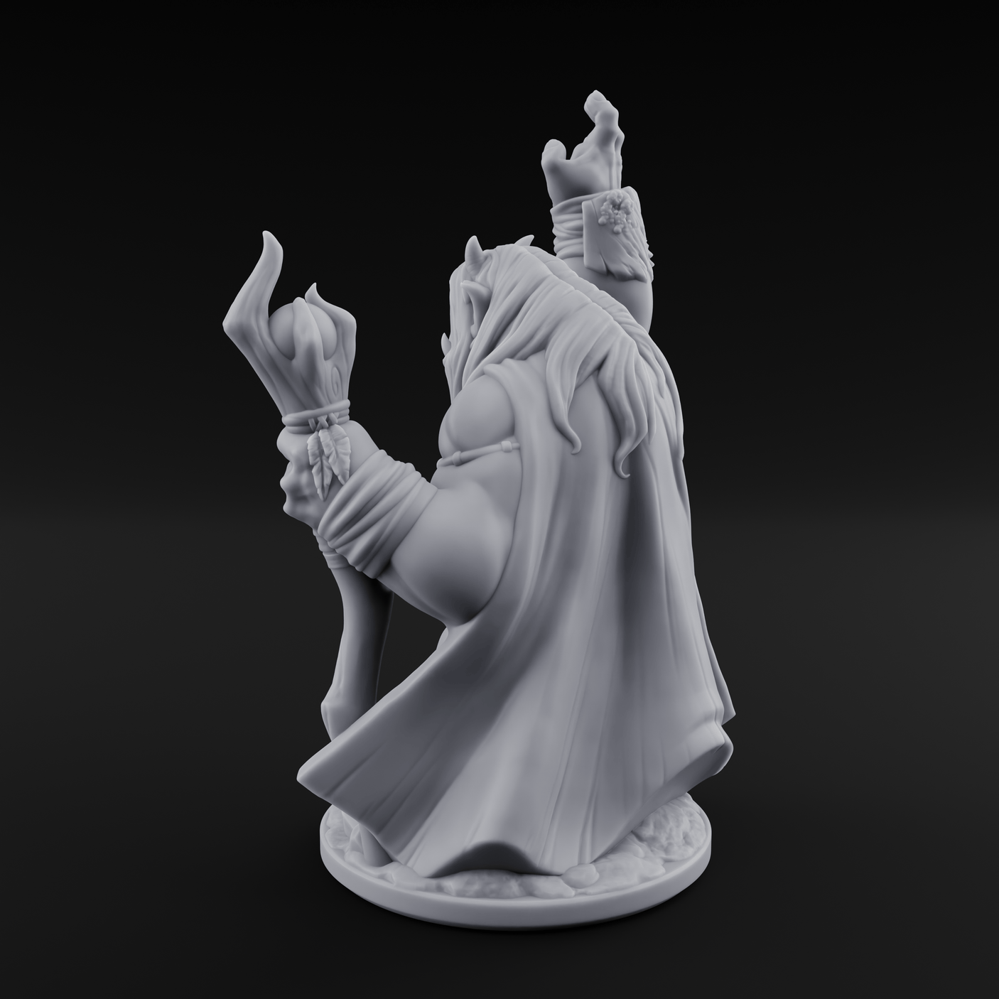 Fists Raised Triumphant Troll Witch Miniature for Dungeons and Dragons, Pathfinder or other TTRPGs