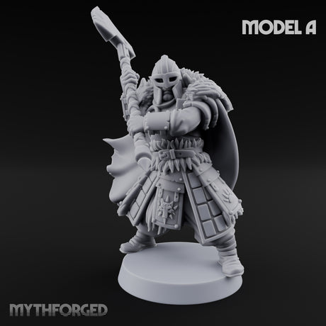 Fur-Cloaked Axe-Brandishing Wolf Clan Warriors Miniature for Dungeons and Dragons, Pathfinder or other TTRPGs