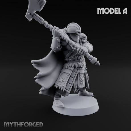 Fur-Cloaked Axe-Brandishing Wolf Clan Warrior A Miniature for Dungeons and Dragons, Pathfinder or other TTRPGs