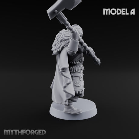 Fur-Cloaked Axe-Brandishing Wolf Clan Warrior A Miniature for Dungeons and Dragons, Pathfinder or other TTRPGs