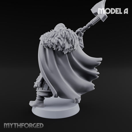 Fur-Cloaked Axe-Brandishing Wolf Clan Warrior A Miniature for Dungeons and Dragons, Pathfinder or other TTRPGs