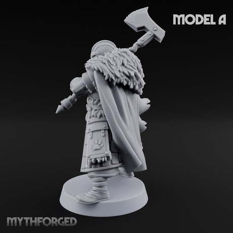 Fur-Cloaked Axe-Brandishing Wolf Clan Warrior A Miniature for Dungeons and Dragons, Pathfinder or other TTRPGs