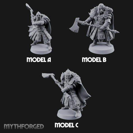 Fur-Cloaked Axe-Brandishing Wolf Clan Warriors Miniature for Dungeons and Dragons, Pathfinder or other TTRPGs