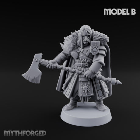 Fur-Cloaked Axe-Brandishing Wolf Clan Warrior B Miniature for Dungeons and Dragons, Pathfinder or other TTRPGs