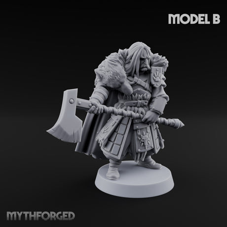 Fur-Cloaked Axe-Brandishing Wolf Clan Warriors Miniature for Dungeons and Dragons, Pathfinder or other TTRPGs