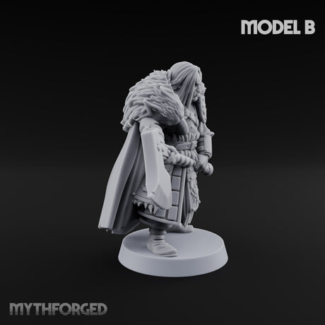 Fur-Cloaked Axe-Brandishing Wolf Clan Warriors Miniature for Dungeons and Dragons, Pathfinder or other TTRPGs