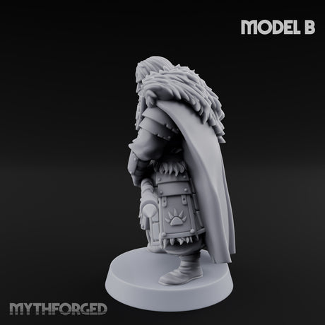 Fur-Cloaked Axe-Brandishing Wolf Clan Warrior B Miniature for Dungeons and Dragons, Pathfinder or other TTRPGs