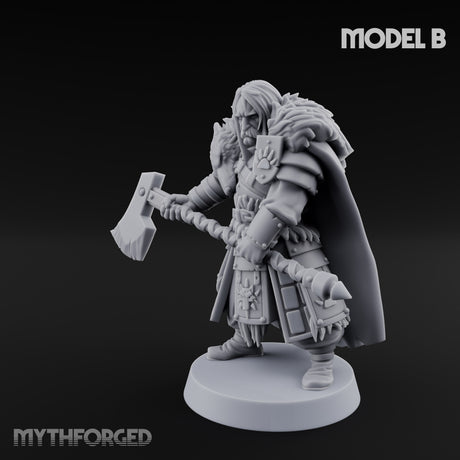 Fur-Cloaked Axe-Brandishing Wolf Clan Warrior B Miniature for Dungeons and Dragons, Pathfinder or other TTRPGs