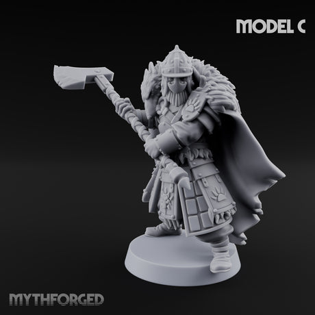 Fur-Cloaked Axe-Brandishing Wolf Clan Warriors Miniature for Dungeons and Dragons, Pathfinder or other TTRPGs