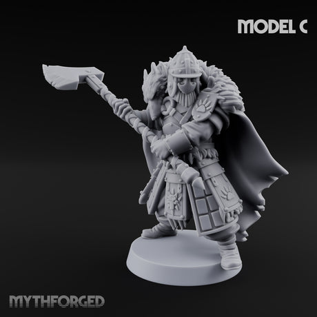 Fur-Cloaked Axe-Brandishing Wolf Clan Warrior C Miniature for Dungeons and Dragons, Pathfinder or other TTRPGs