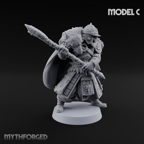 Fur-Cloaked Axe-Brandishing Wolf Clan Warrior C Miniature for Dungeons and Dragons, Pathfinder or other TTRPGs