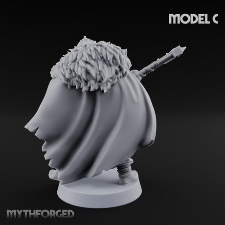 Fur-Cloaked Axe-Brandishing Wolf Clan Warrior C Miniature for Dungeons and Dragons, Pathfinder or other TTRPGs