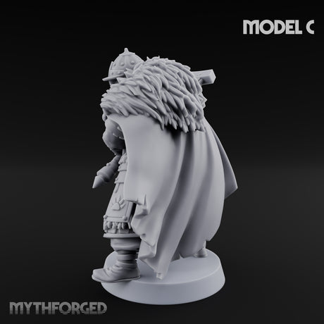 Fur-Cloaked Axe-Brandishing Wolf Clan Warrior C Miniature for Dungeons and Dragons, Pathfinder or other TTRPGs