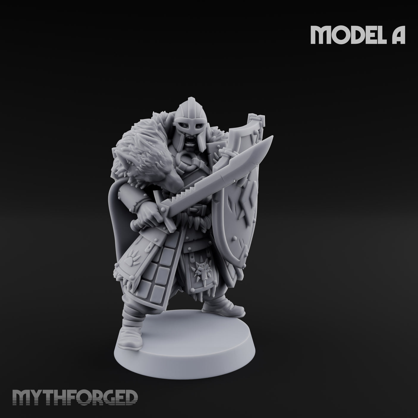 Fur-Cloaked Wolfpack Knights Miniature for Dungeons and Dragons, Pathfinder or other TTRPGs