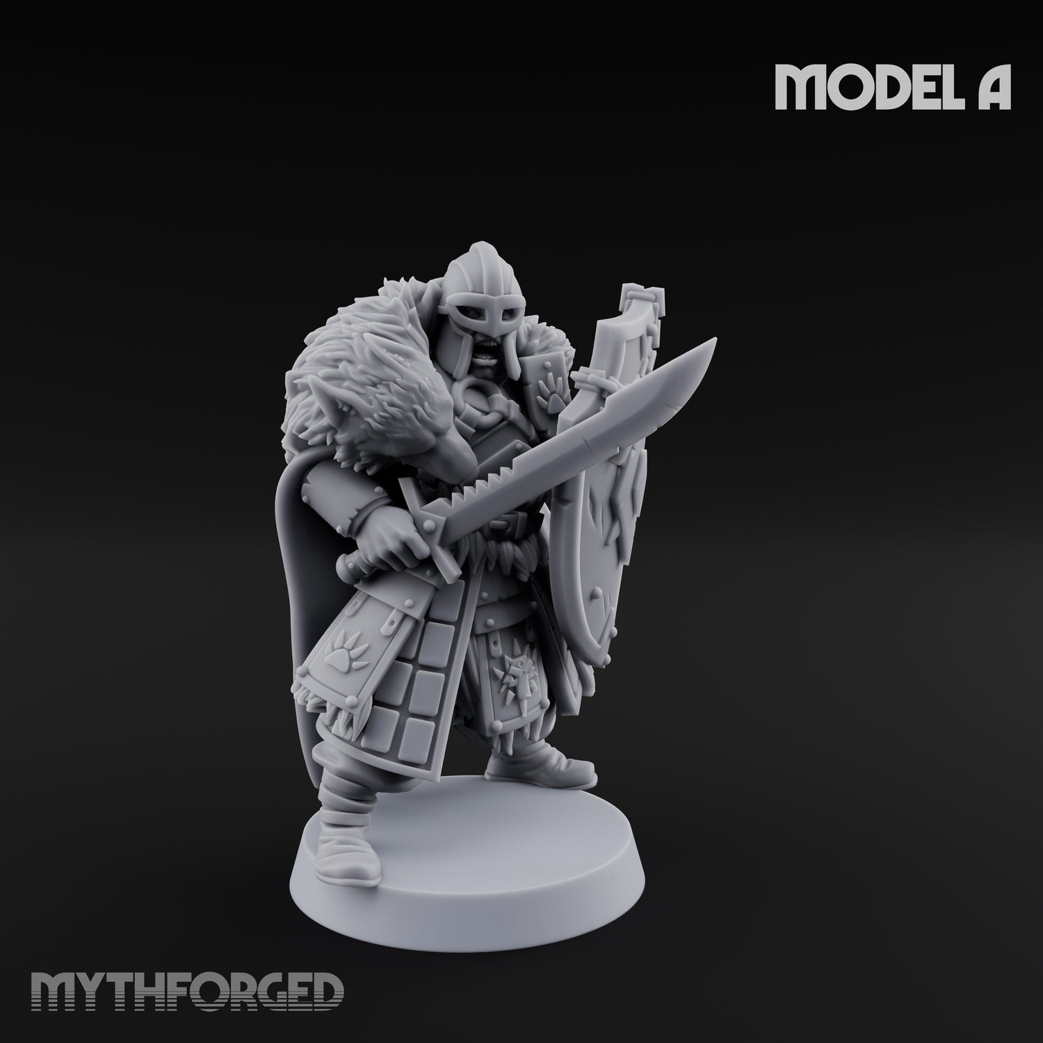 Fur-Cloaked Wolfpack Wolf Knight A Miniature for Dungeons and Dragons, Pathfinder or other TTRPGs