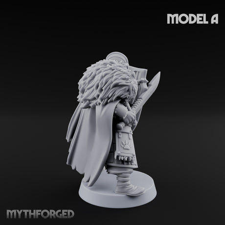 Fur-Cloaked Wolfpack Knights Miniature for Dungeons and Dragons, Pathfinder or other TTRPGs