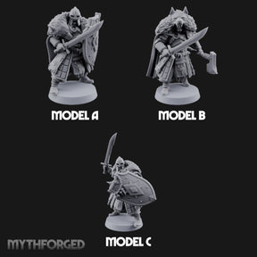 Fur-Cloaked Wolfpack Knights Miniature for Dungeons and Dragons, Pathfinder or other TTRPGs