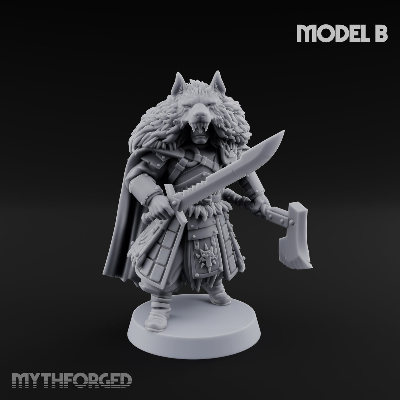 Fur-Cloaked Wolfpack Knights Miniature for Dungeons and Dragons, Pathfinder or other TTRPGs