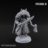 Fur-Cloaked Wolfpack Knights Miniature for Dungeons and Dragons, Pathfinder or other TTRPGs