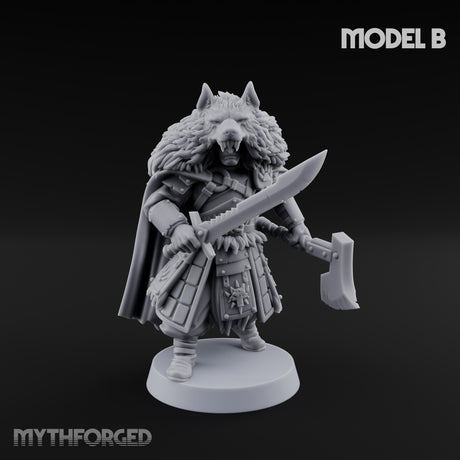 Fur-Cloaked Wolfpack Knights Miniature for Dungeons and Dragons, Pathfinder or other TTRPGs