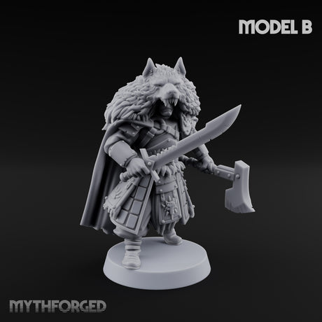 Fur-Cloaked Wolfpack Wolf Knight B Miniature for Dungeons and Dragons, Pathfinder or other TTRPGs
