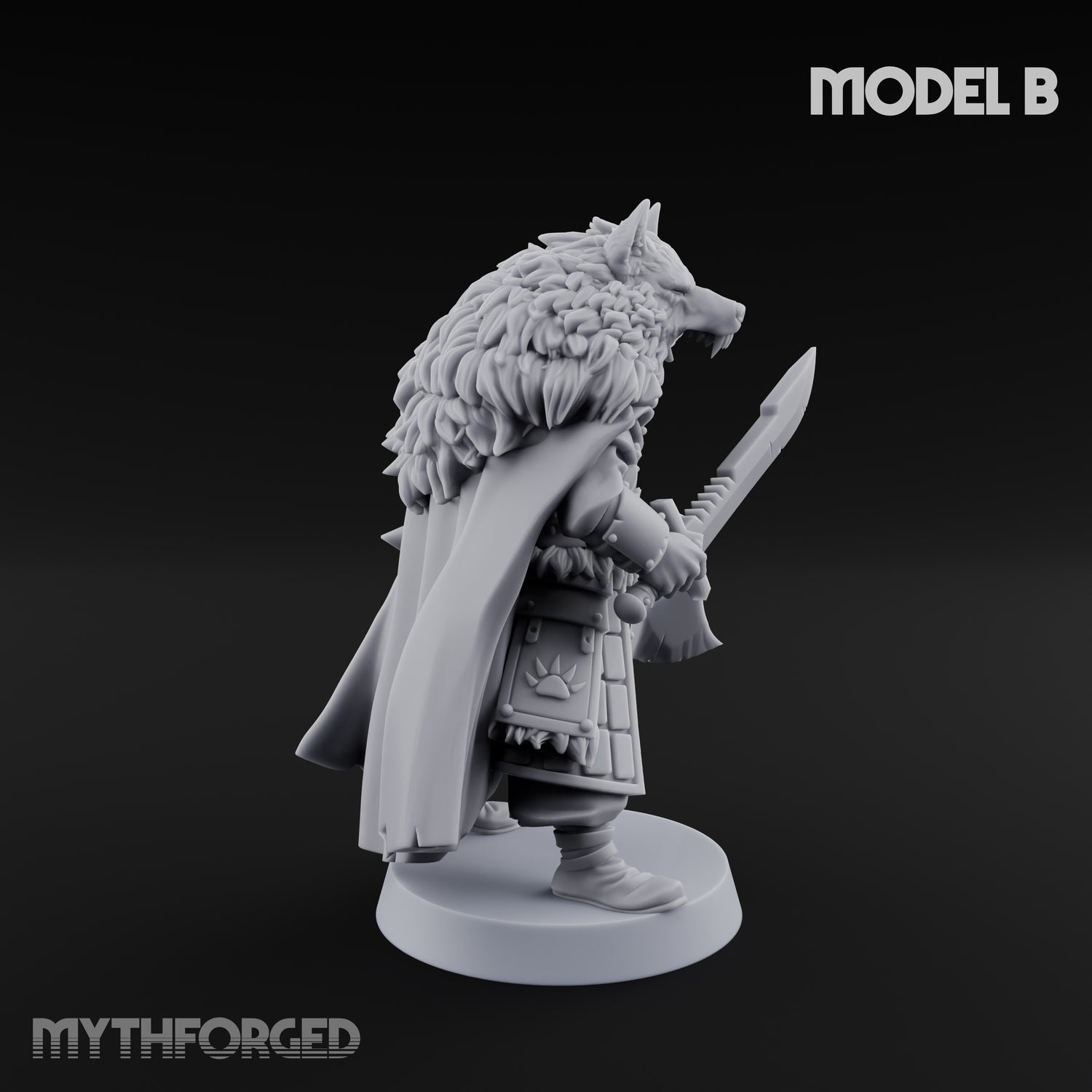 Fur-Cloaked Wolfpack Knights Miniature for Dungeons and Dragons, Pathfinder or other TTRPGs