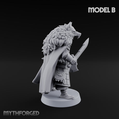 Fur-Cloaked Wolfpack Knights Miniature for Dungeons and Dragons, Pathfinder or other TTRPGs
