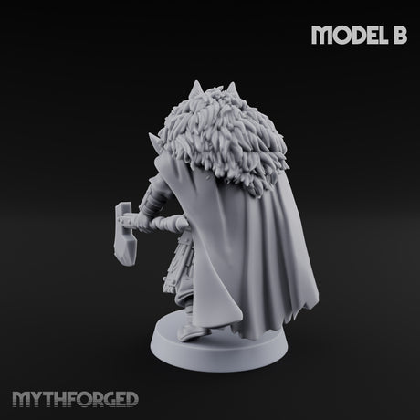 Fur-Cloaked Wolfpack Wolf Knight B Miniature for Dungeons and Dragons, Pathfinder or other TTRPGs