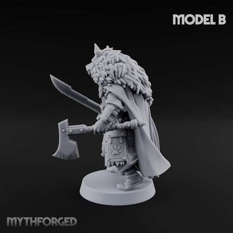 Fur-Cloaked Wolfpack Wolf Knight B Miniature for Dungeons and Dragons, Pathfinder or other TTRPGs