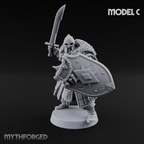 Fur-Cloaked Wolfpack Knights Miniature for Dungeons and Dragons, Pathfinder or other TTRPGs