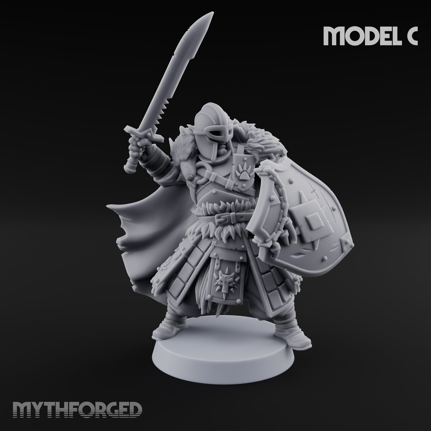 Fur-Cloaked Wolfpack Knights Miniature for Dungeons and Dragons, Pathfinder or other TTRPGs