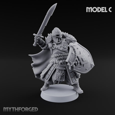 Fur-Cloaked Wolfpack Knights Miniature for Dungeons and Dragons, Pathfinder or other TTRPGs