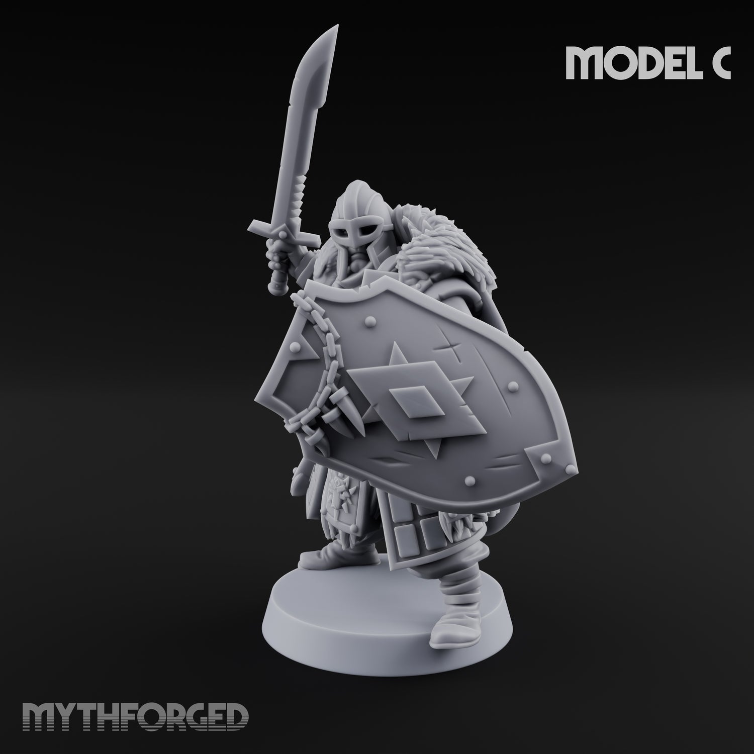 Fur-Cloaked Wolfpack Wolf Knight C Miniature for Dungeons and Dragons, Pathfinder or other TTRPGs