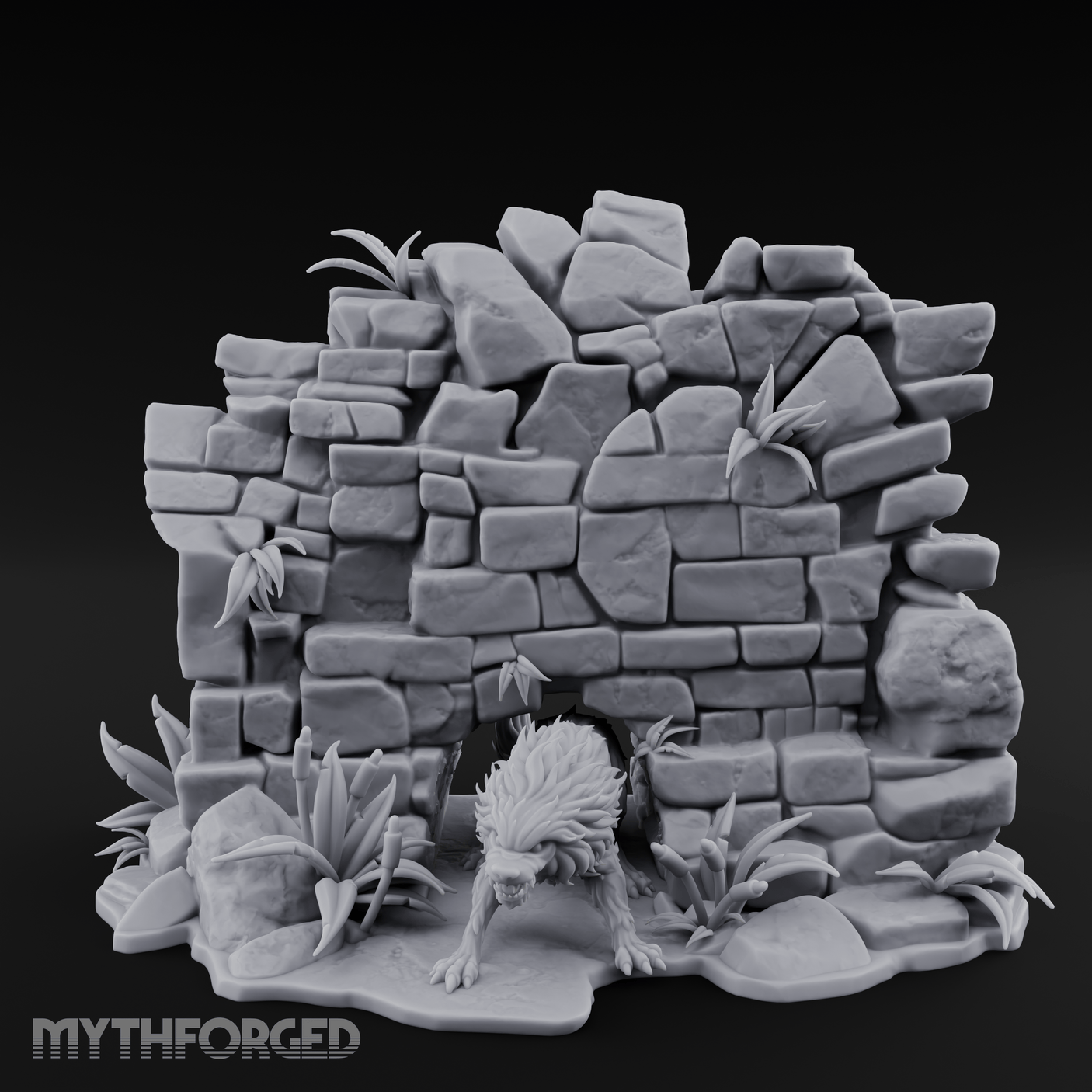 Prowling Ruins Wolf Scout Miniature for Dungeons and Dragons, Pathfinder or other TTRPGs