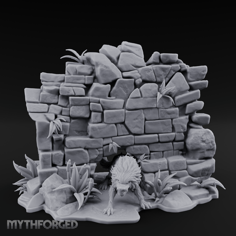 Prowling Ruins Wolf Scout Miniature for Dungeons and Dragons, Pathfinder or other TTRPGs