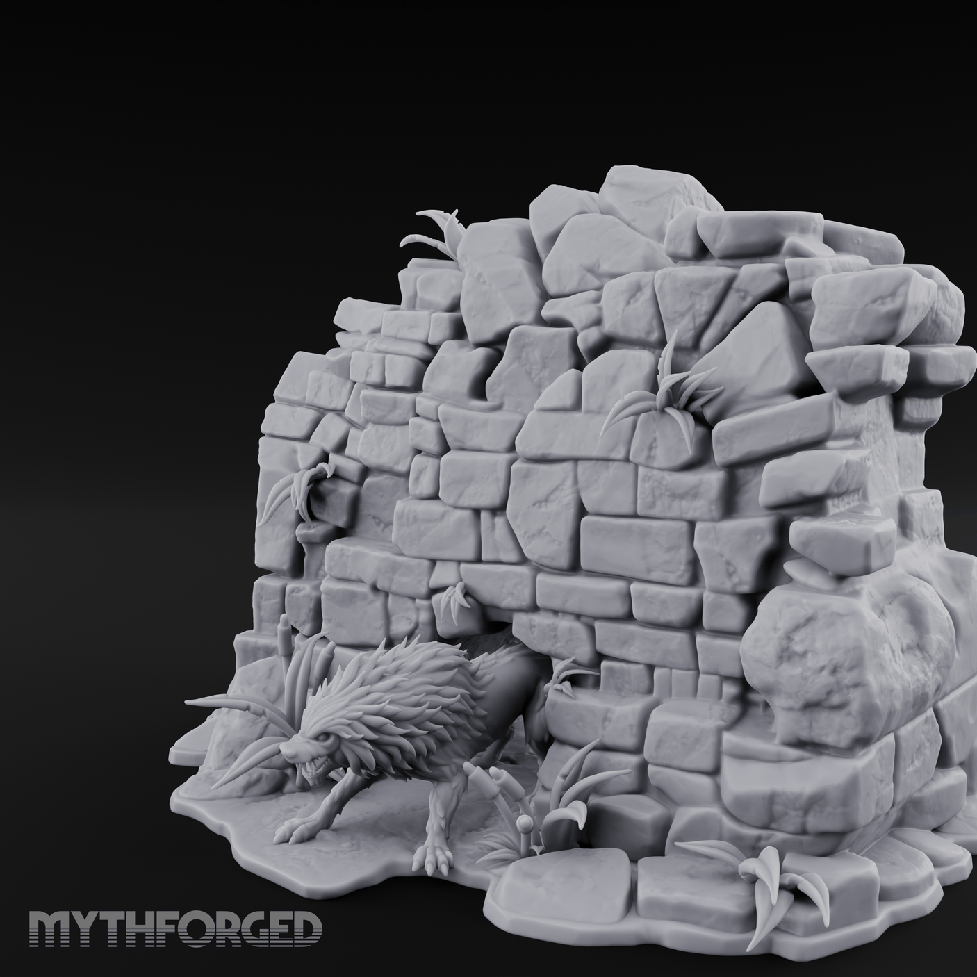 Prowling Ruins Wolf Scout Miniature for Dungeons and Dragons, Pathfinder or other TTRPGs