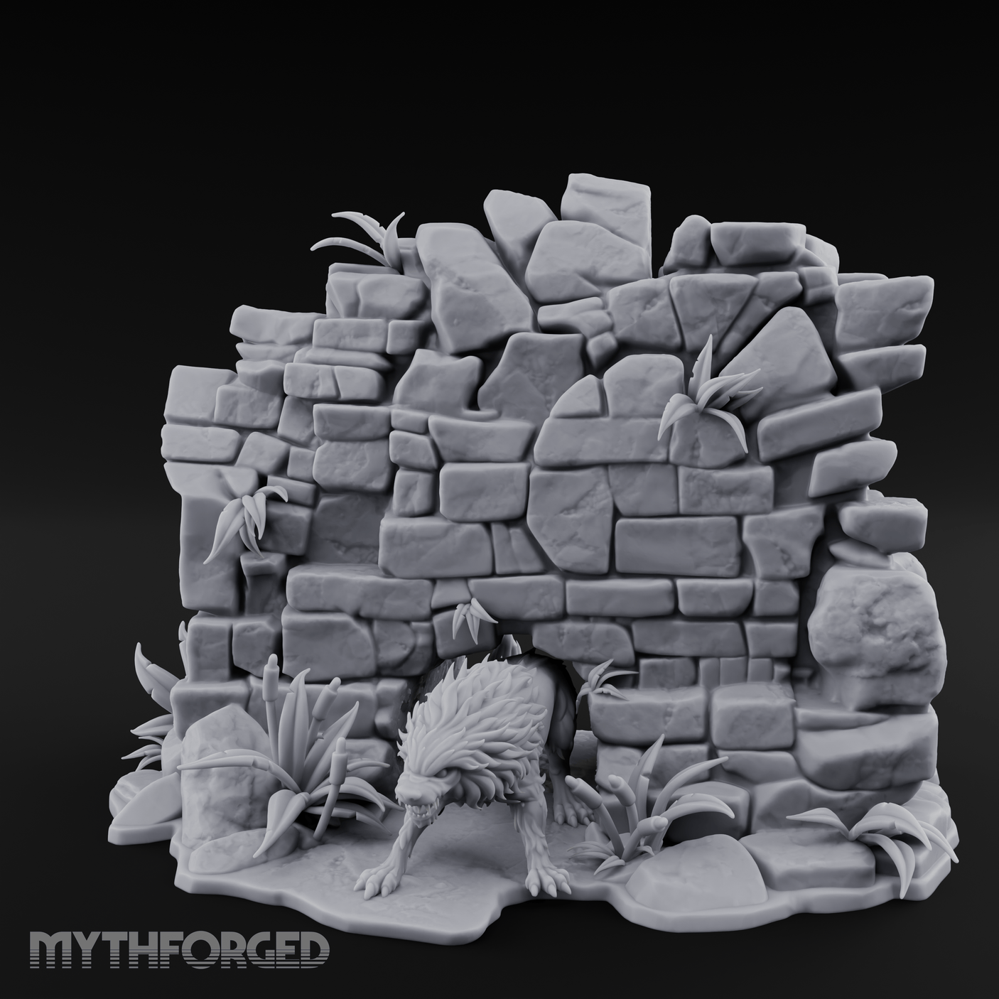 Prowling Ruins Wolf Scout Miniature for Dungeons and Dragons, Pathfinder or other TTRPGs