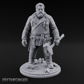 Wrench-Belted Hammer-Dragging Human Wanderer Miniature for Dungeons and Dragons, Pathfinder or other TTRPGs